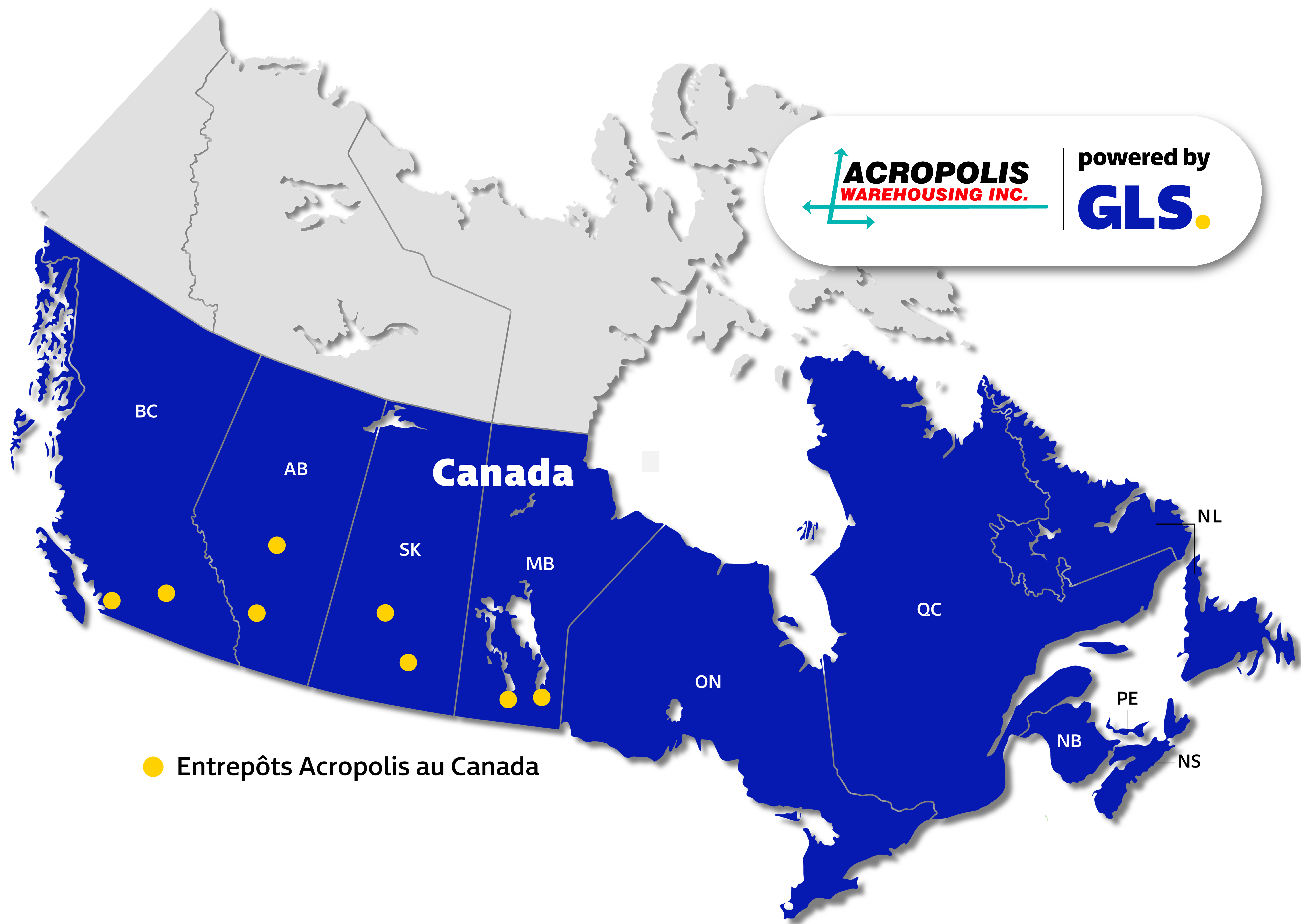 Carte de nos entrepôts Acropolis