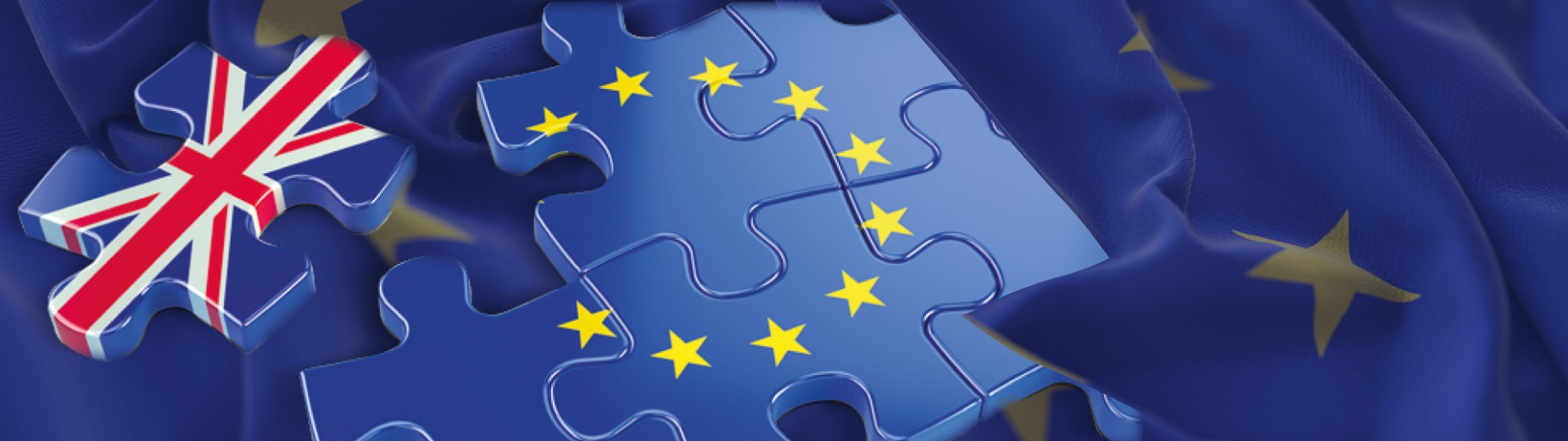Brexit jigsaw puzzle europe flag with piece united kingdom flag detached