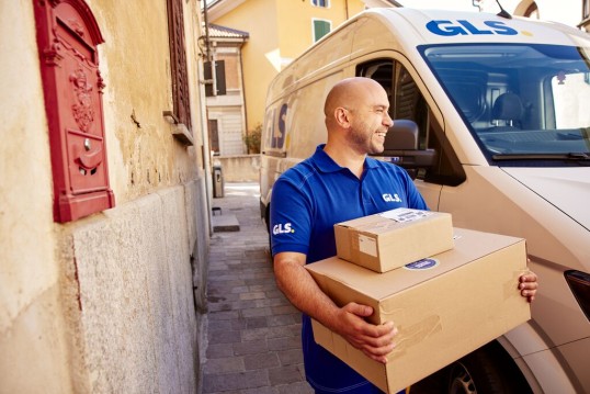 The express package is delivered by the courier.