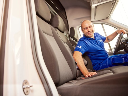 GLS courier goes to the house to collect the package.