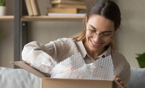 Woman sends a parcel